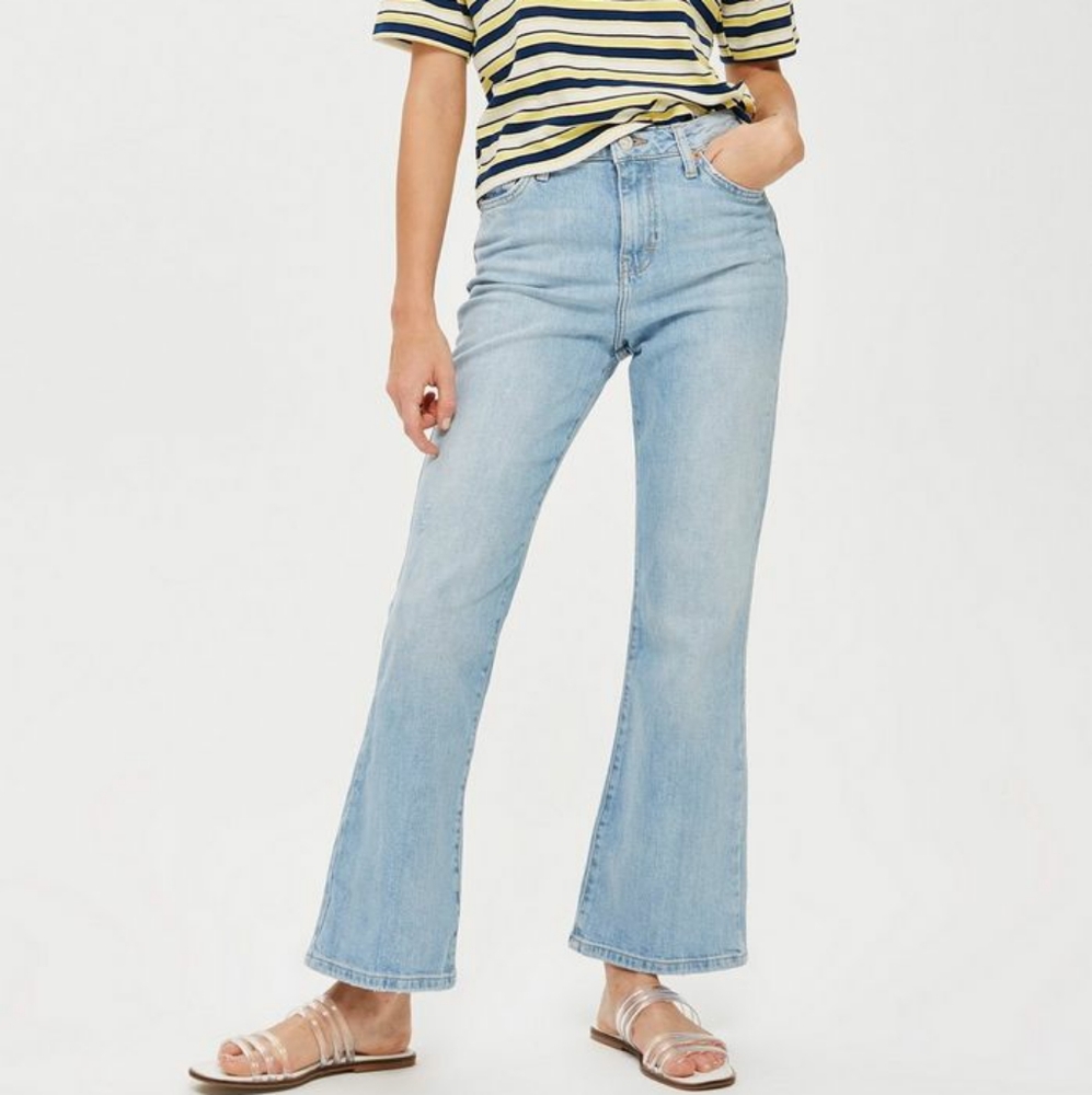Topshop Moto Bleach Dree Cropped Flared Jeans Size 28